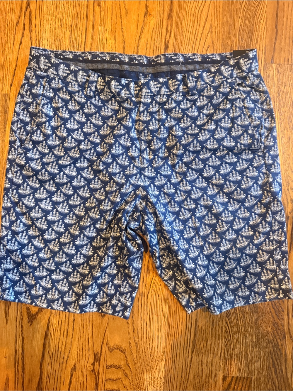 Murano Blue and White Men’s Swim Trunk with Sailboat Print 36
